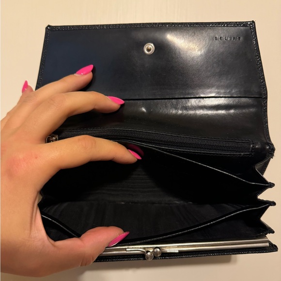 VINTAGE Celine Wallet Long Folded Plate Calf Leather - Picture 5 of 9